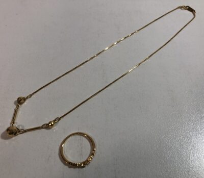K18ネックレス、メレダイヤ0.04ct K18リング　をまとめてお買取りさせていただきました！