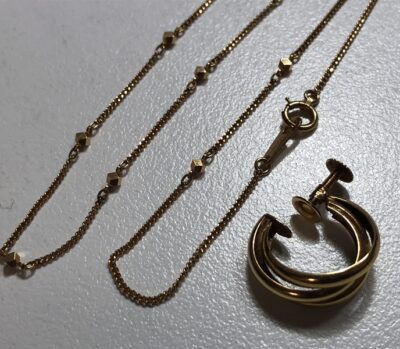 K18ネックレス、K18イヤリング（片方）　をまとめてお買取りさせていただきました！