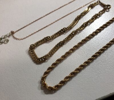 K18YGネックレス、K18PGネックレス、K18喜平ブレスレット をまとめてお買取りさせていただきました!