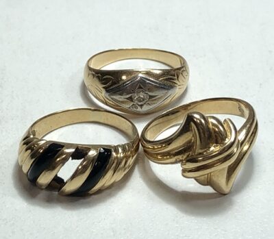 K18リングｘ2点、メレダイヤ＋K18xPt900コンビリング　をまとめてお買取りさせていただきました！