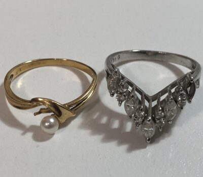 パール＋K18リング、メレダイヤ＋Pt900リング　をまとめてお買取りさせていただきました！