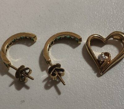 色石＋K18ピアス、メレダイヤ＋K18ペンダントトップ　をまとめてお買取りさせていただきました！