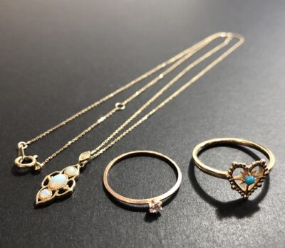 オパール＋K10ペンダントネックレス、K10リングｘ2点　計3点　をまとめてお買取りさせていただきました！