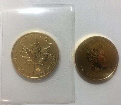 メイプルリーフ金貨（K24）1Oz（31.1g）ｘ2枚　をまとめてお買取りさせていただきました！